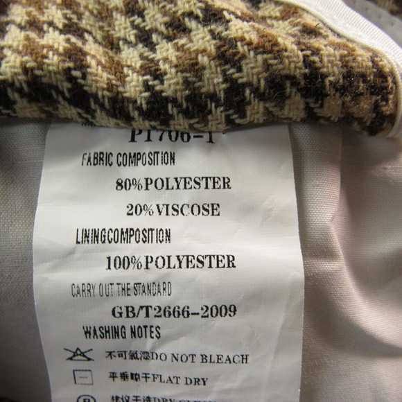 Houndstooth Pleated Trousers Mens 34x30 Brown Tan Side Adjusters Heritage Style - Picture 4 of 13